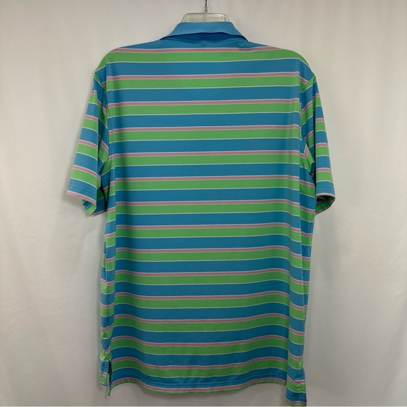 Peter Millar Summer Comfort Polo Shirt Men’s XL Short Sleeve Blue Green Striped - Picture 4 of 8